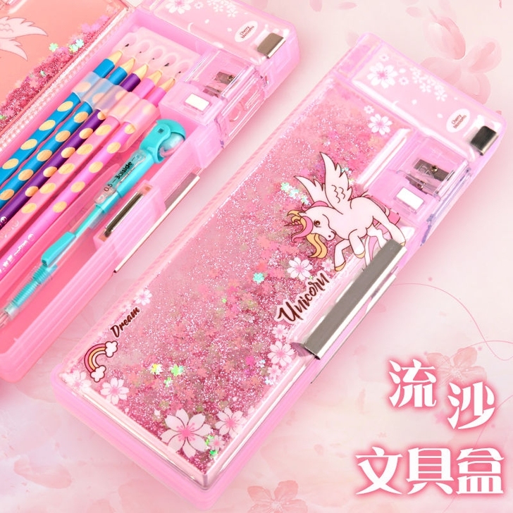 处理网红流沙【文具盒】女小学生可爱ins潮...