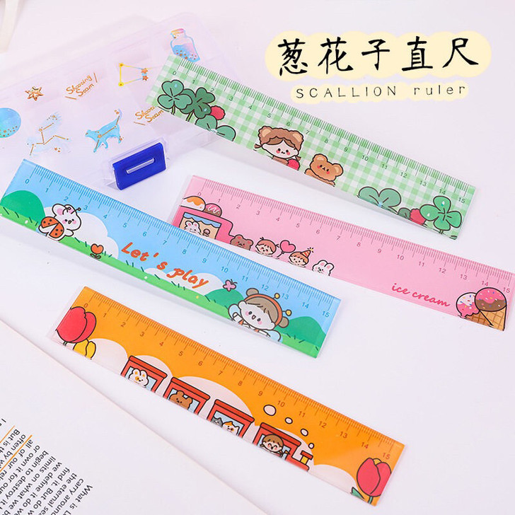 杭素葱花子亚克力直尺学生文具绘画测量尺子学...