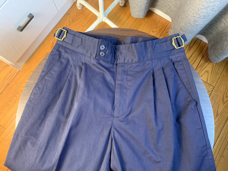 XL 精品 高腰巴黎扣海军蓝休闲裤 性价...