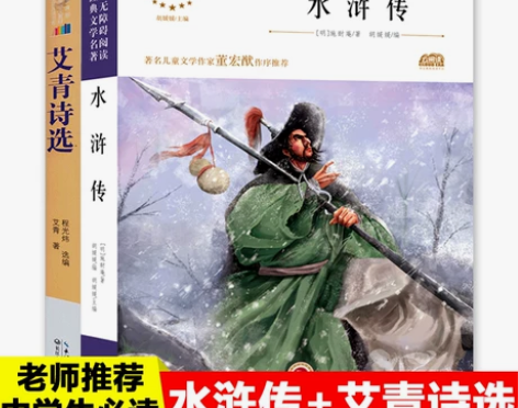 【年货价】老师推荐2本艾青诗选和水浒传原著...