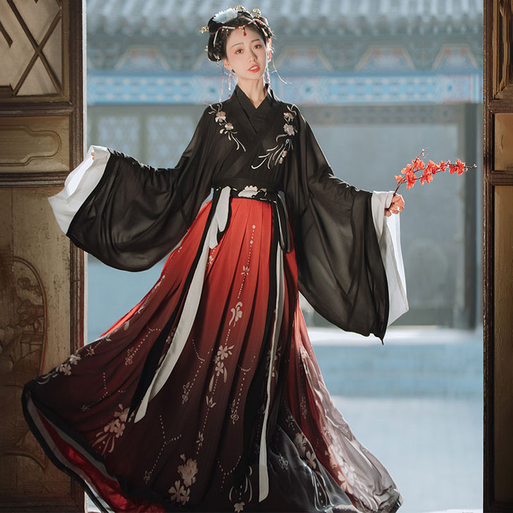 桔屿梧桐落汉服女中国风交领大袖齐腰襦裙大摆...