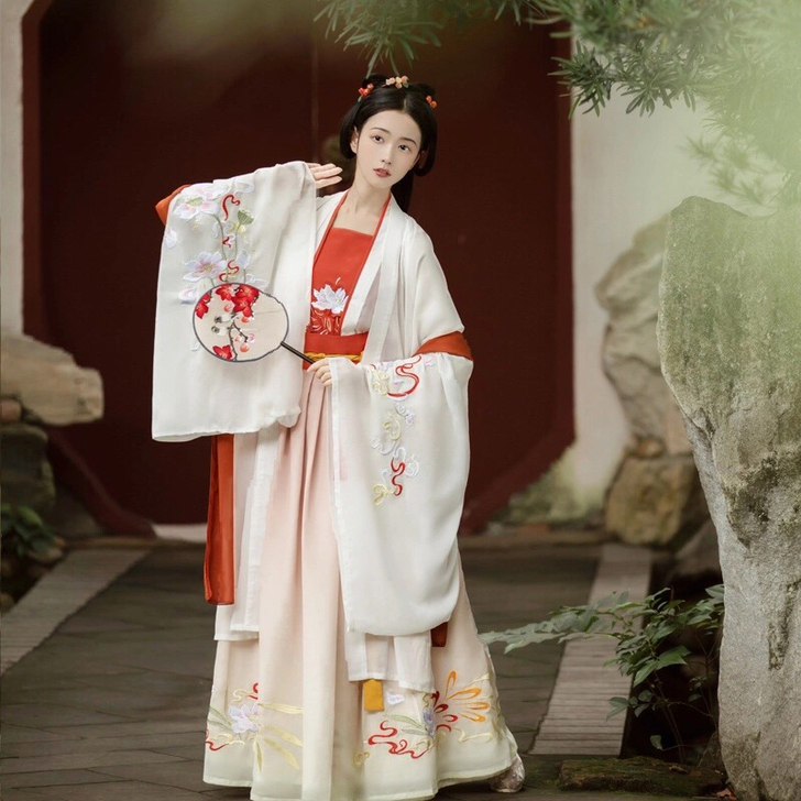 千韵岗凤卿莲汉服女正品中国风夏季仙气白菜学...