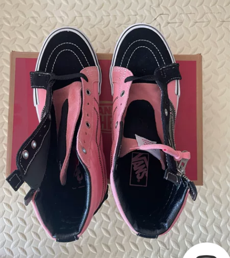 VANS 男款女款SK8 HI解构粉黑休闲...