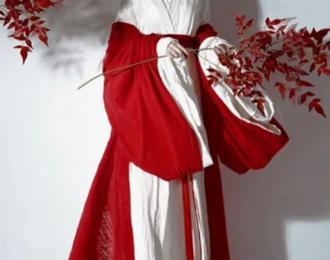 红色直裾汉服女古装冬款改良广袖流仙裙魏晋风...