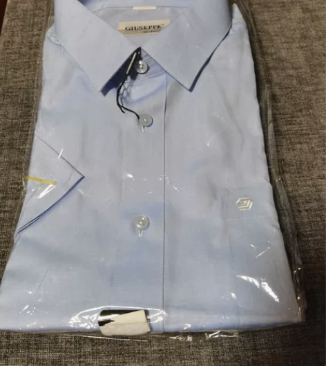 乔治白全新男士浅蓝色短袖衬衫,单位工服,4...