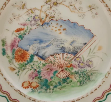 日本回流,明治肥前,深川赏盘。稀少品。全品...
