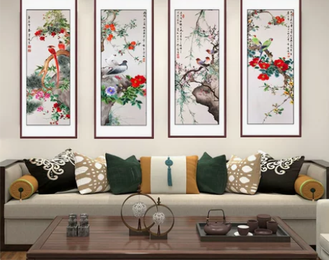 刺绣画 苏绣刺绣成品挂画客厅装饰画真丝手工
