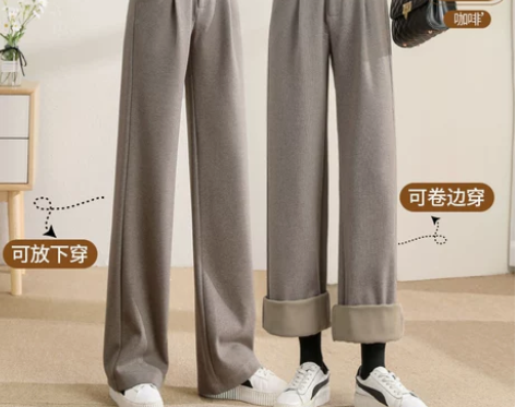 全新,吊牌在,加长毛呢阔腿裤女春秋高腰垂感...