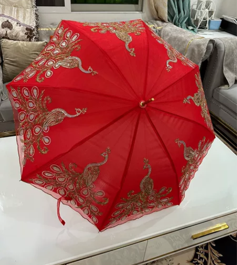 结婚红伞婚伞新娘伞婚庆中式出门红色婚礼伞陪...