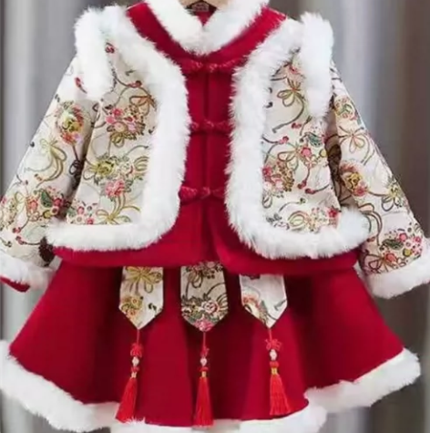 女童汉服幼童儿童过年衣服中国风唐装女宝宝新...