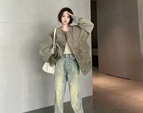 牛仔裤女 牛仔长裤欧美式vibe风黄泥子女...