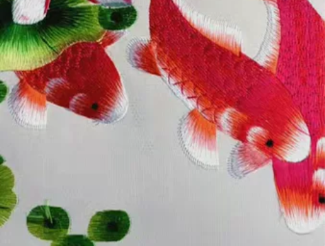 刺绣画成品清仓了风水画《九鱼图》全新丝线刺...