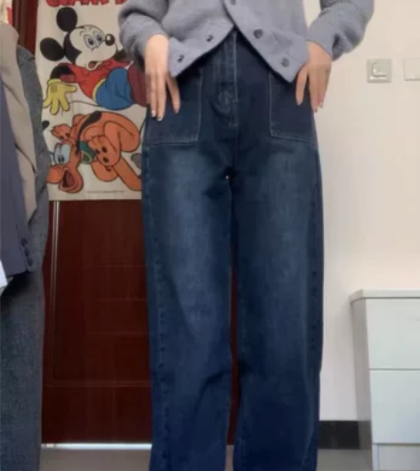 复古高腰阔腿裤牛仔裤女就穿过几次喜欢的姐妹...