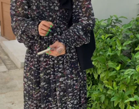 PFF女装 设计感一字肩碎花连衣裙长袖超...