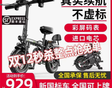 名顶电动车 德国折叠小型代驾电动自行车锂电...