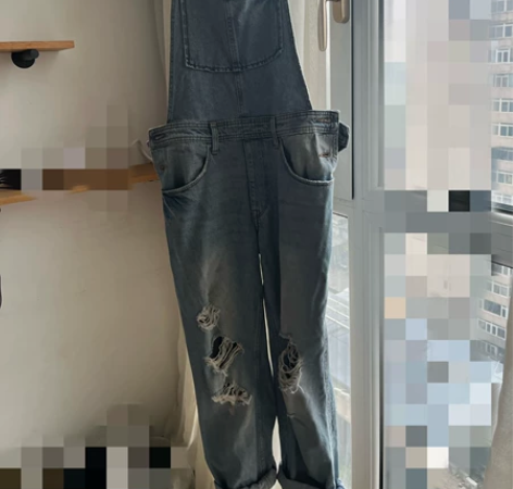 背带破洞牛仔裤 m码 包邮 95新 H##...