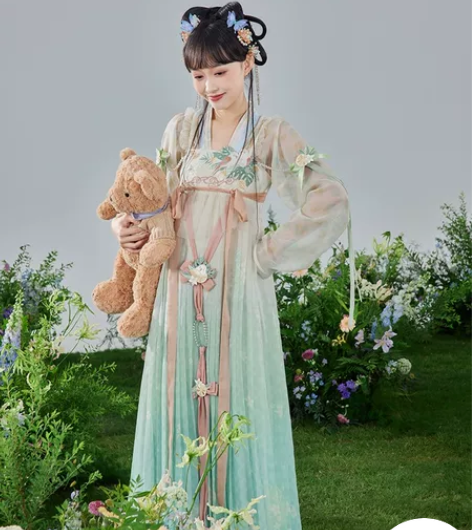 七月夕汉服原创 栀夏 对襟印花短衫绣花渐变...