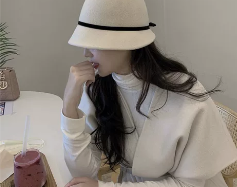 新款日系素雅澳洲羊毛毡帽细蝴蝶结女士礼帽前...