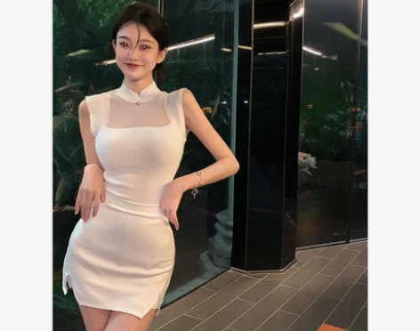 开叉防走光包臀裙学生短裙子弹力夏季2022...