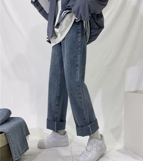 春秋直筒牛仔裤女高腰宽松小个子显高显瘦春装...