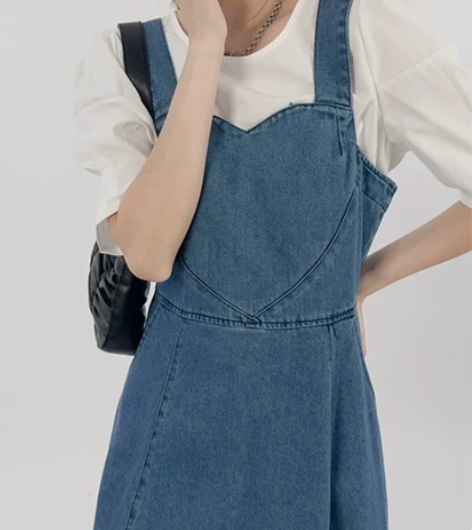 「MOZAO」牛仔背带裙女设计感小众夏季新...