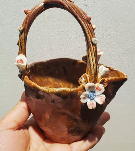 全手工制作柴烧桃花花篮公道杯,容量150c...
