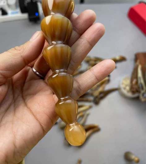 天然牦牛葫芦莲蓬一体珠12珠赤红色绝绝子 ...