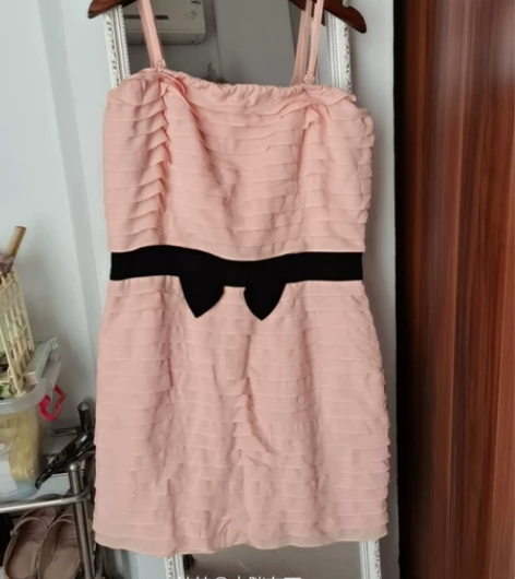 生日吊带小礼服蝴蝶结连衣裙女装短裙纯欲荷叶...