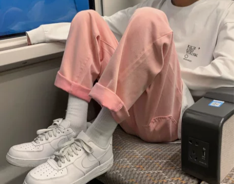 粉色牛仔裤女2021新款高腰显瘦百搭宽松直...