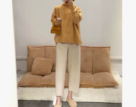 cheeseY针织坠感阔腿裤女秋冬新款直…...