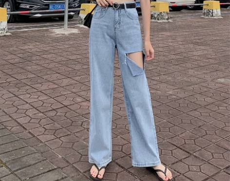 阔腿裤女裤夏薄款高腰宽松垂感新款拖地显瘦破...