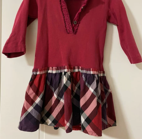 burberry正品女童裙子经典格子裙摆,...