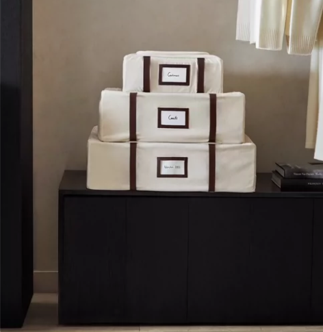 ZaraHome正品代购皮革帆布收纳箱杂物...