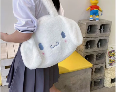 日系可爱卡通玉桂狗大耳朵毛绒斜挎手提包少女...