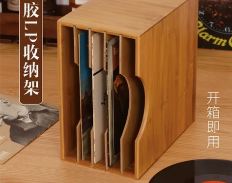 巨阳黑胶唱片架，古典怀旧LP唱片收纳架，黑...