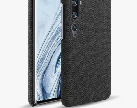 适用小米note10手机壳简约布面高端纯色...