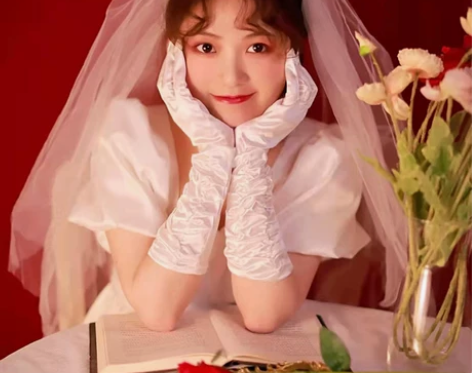 新娘婚纱手套小红书白色结婚礼缎面网红拍照森...
