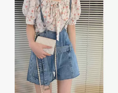 Maruii 蓝色背带牛仔裤女2022年夏...