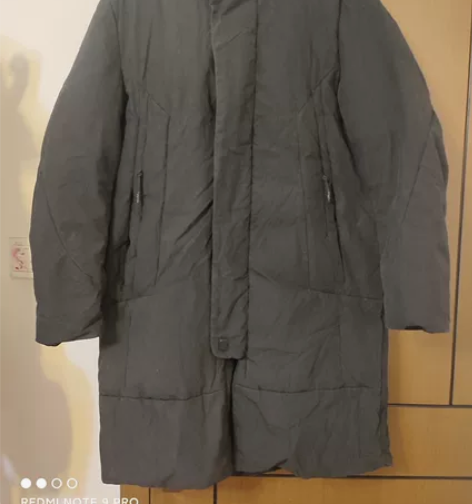 FANLUN黑色男士长款羽绒服，90%白鸭...