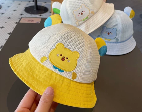 婴幼儿帽子夏季网眼遮阳帽宝宝薄款透气防晒渔...