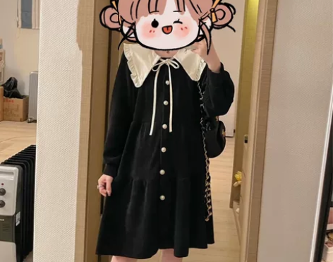 法式甜美减龄木耳花边领连衣裙 全新仅试穿 ...