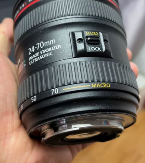 佳能24-70 F4镜头有微距功能。 家用...