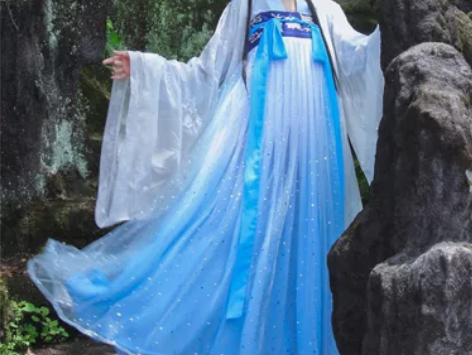 【退圈】辰莲鱼梦两片式齐胸襦裙汉服 蓝色,...