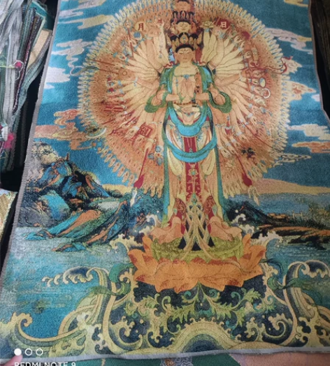 唐卡高品唐卡，宗教刺绣画 千手观音，丝绸刺...
