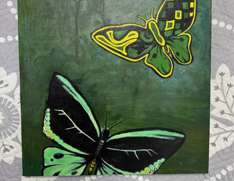 丙烯画30*30cm纯手绘 蝴蝶 包邮 不...