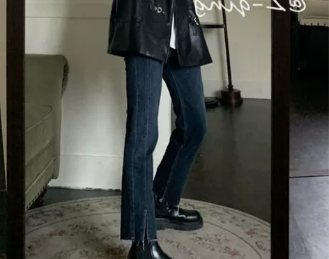 牛仔裤女大码春秋新款胖mm梨形身材高腰宽松...