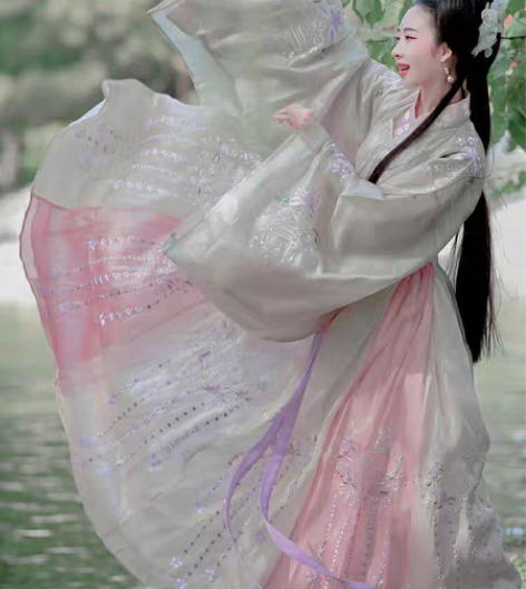 包邮华姿仪赏木棉花原创汉服女魏晋风绣花交领...
