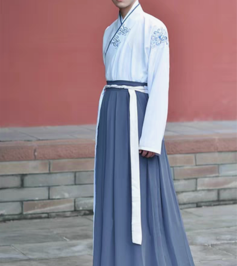 包邮如梦霓裳汉服男装交领齐腰衣裳青霄刺绣原...