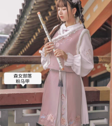 汉服退坑2 森女部落粉马甲春秋冬 森女部落...