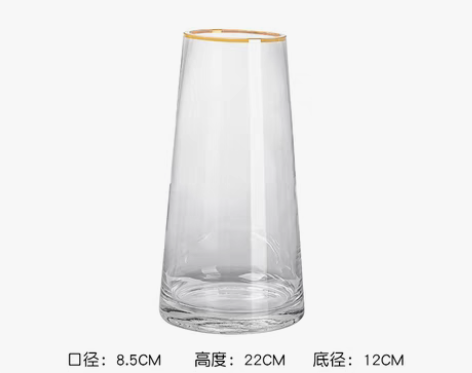 转卖北欧轻奢描金花瓶玻璃透明简约摆件家居客...